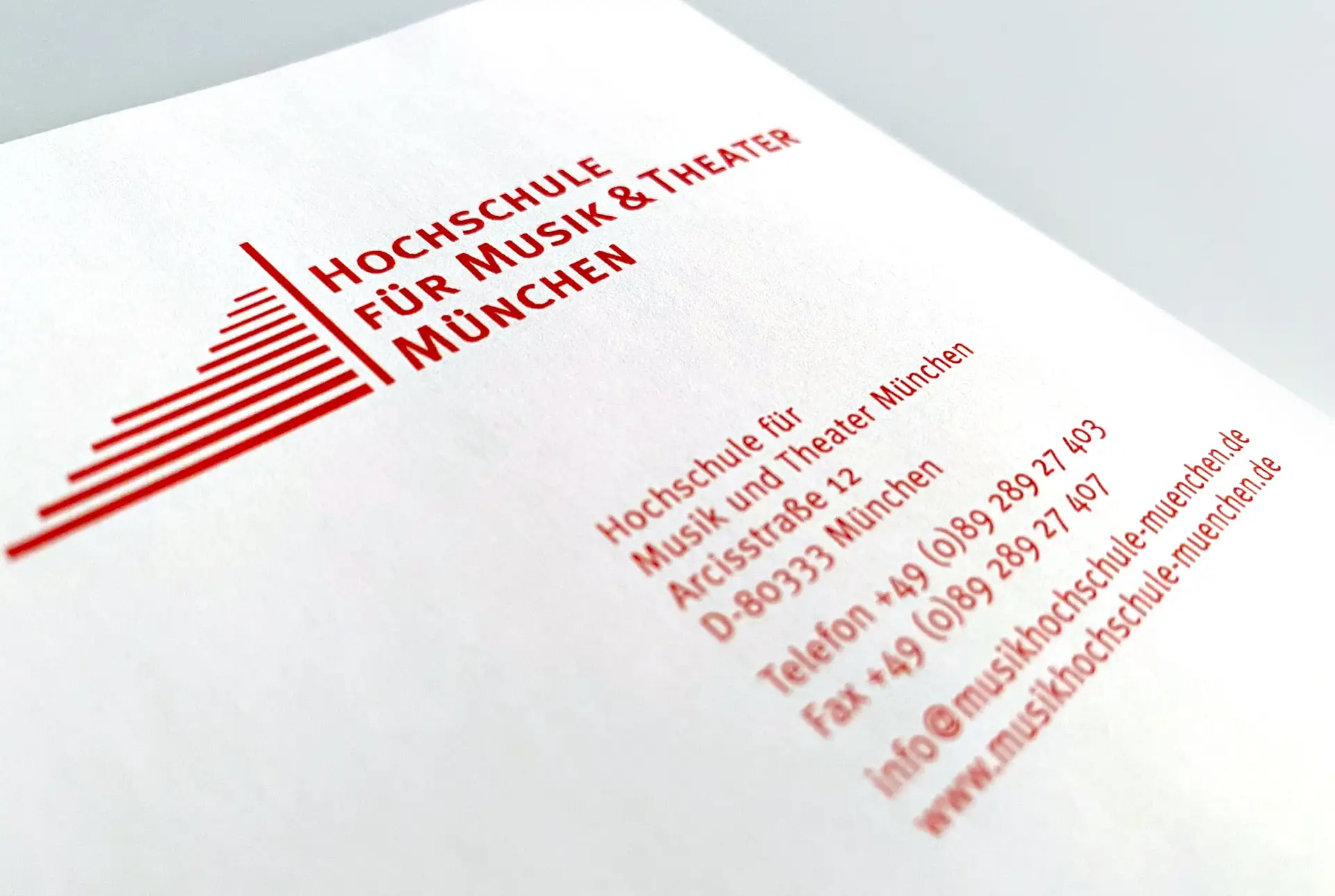Briefpapier Wortmarke Logo Hochschule für Musik München