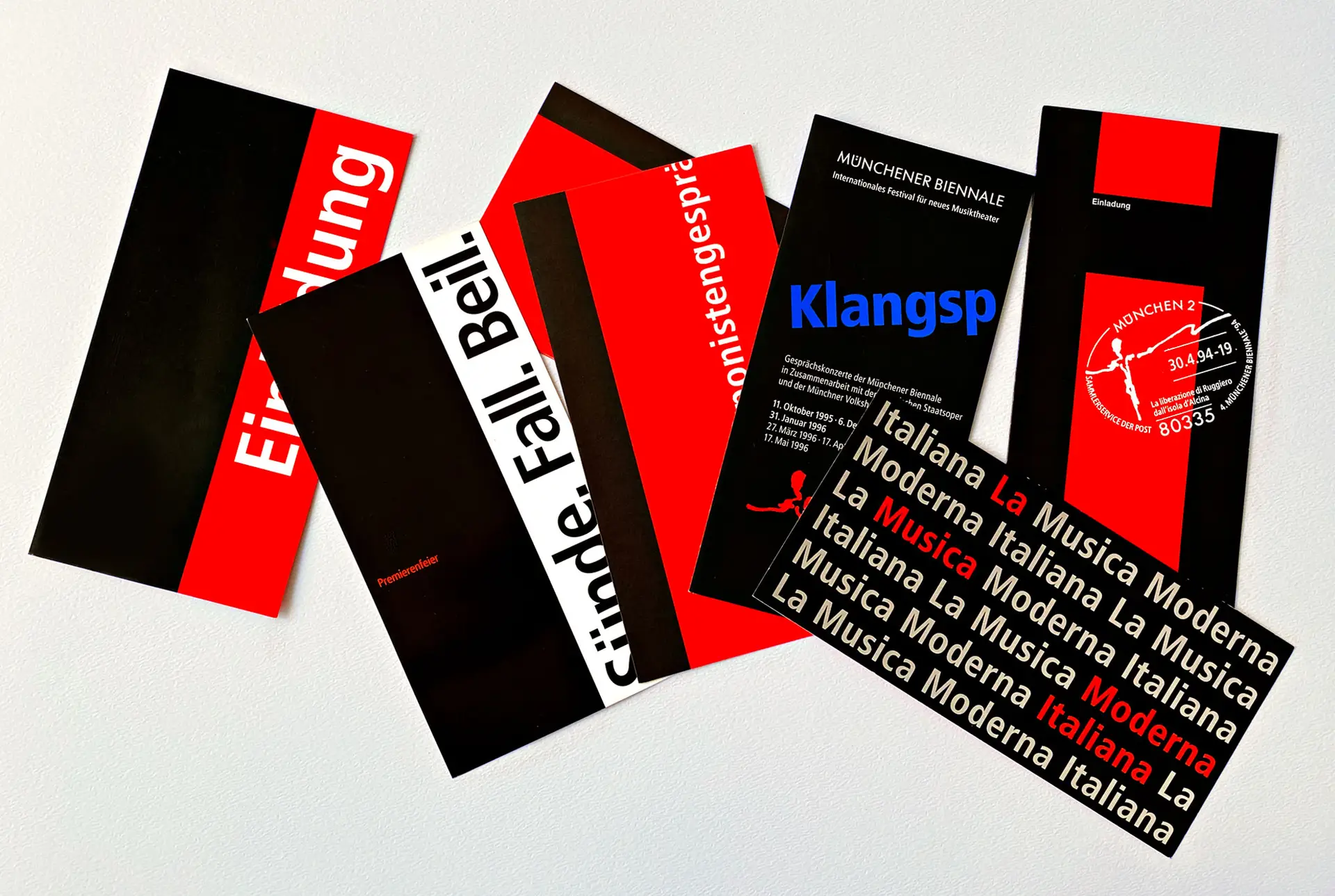 Karten Sonderstempel 4. Münchener Biennale Internationales Festival für neues Musiktheater München künstlerische Leitung Hans Werner Henze 1994 corporatedesign