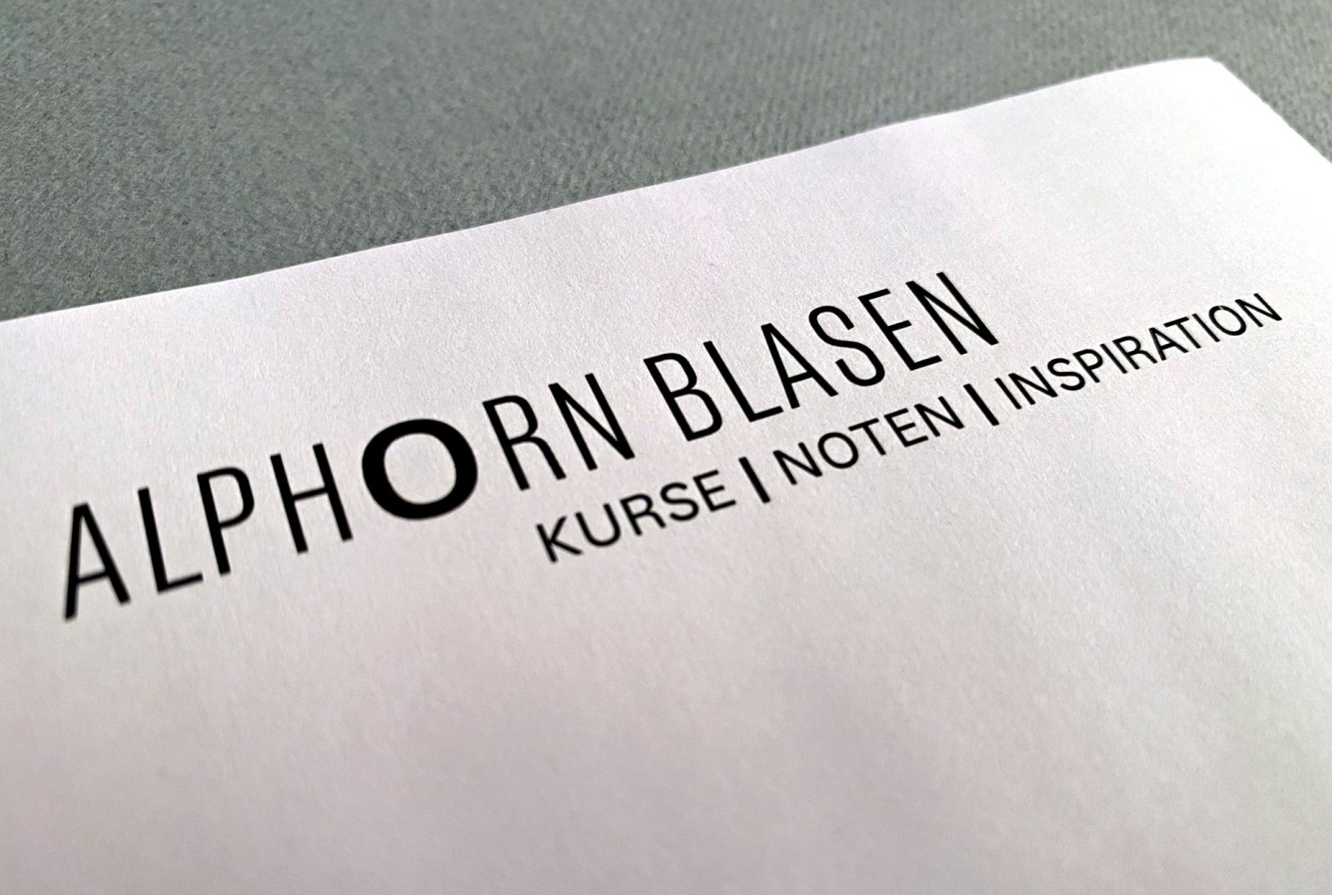 Briefpapier Wortmarke Logo Alphorn Blasen