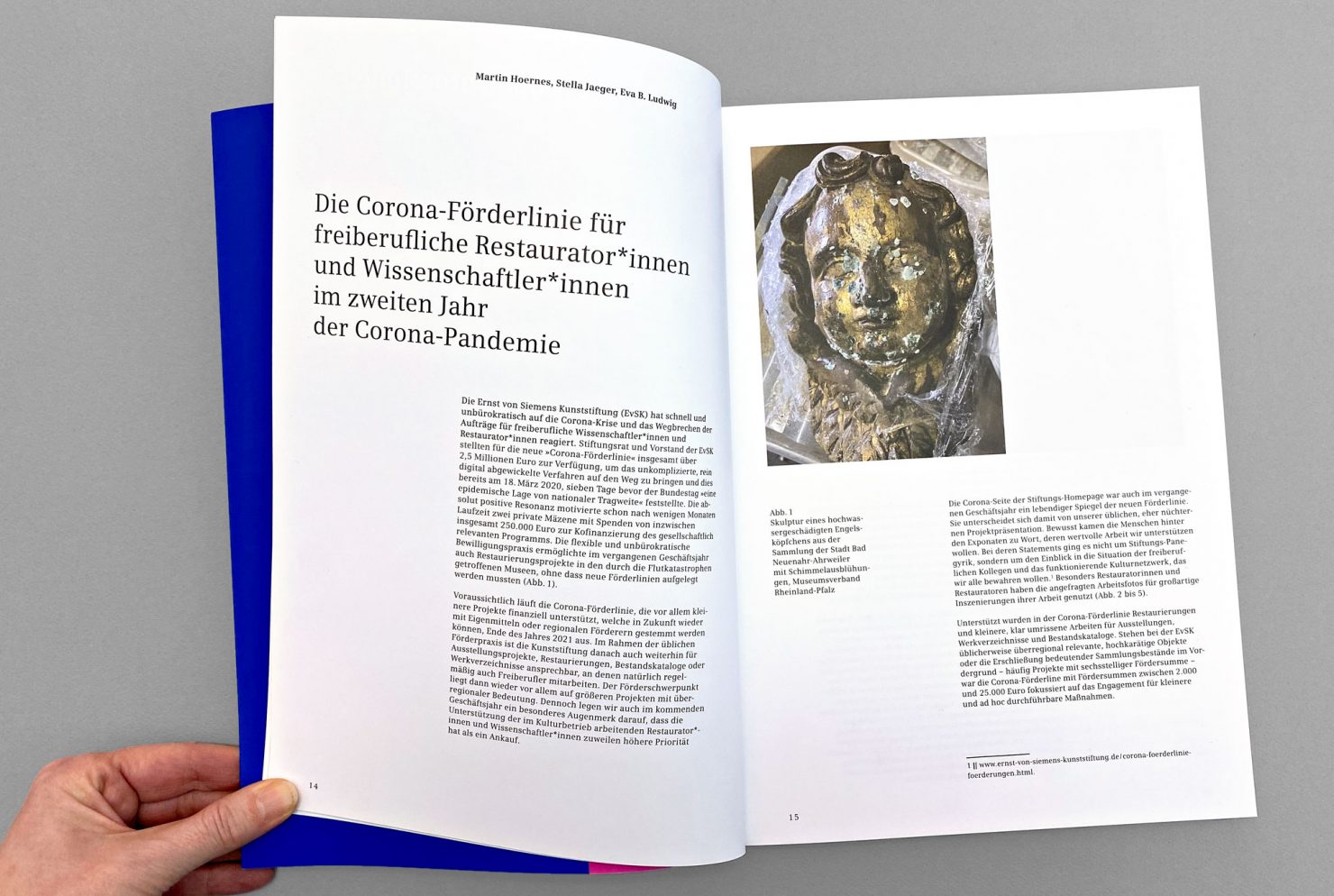 Innenseite Corona-Förderlinien im Jahresbericht 2020-2021 der Ernst von Siemens Kunststiftung
